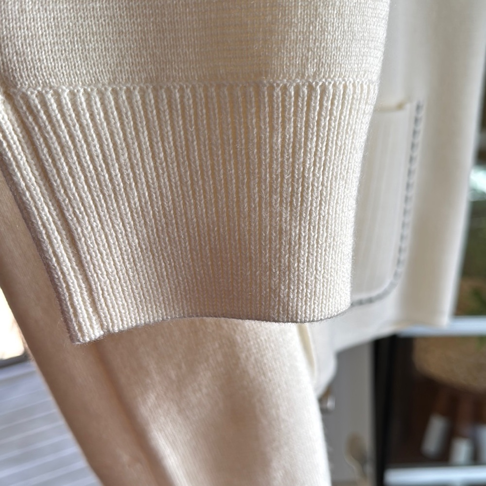 Supreme Contrast Stitch Button Up Sweater in Natural - Picture 6 of 10